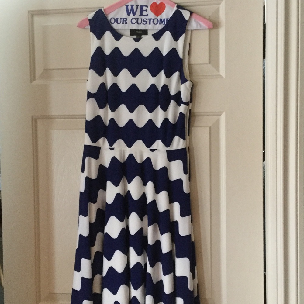 Maia dress royal blue and white